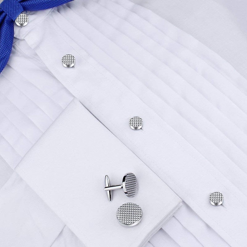 HAWSON Metal Cuff links mens and 6 Tux Studs Set,Tuxedo Shirt - Business Wedding Accessories - Image 3